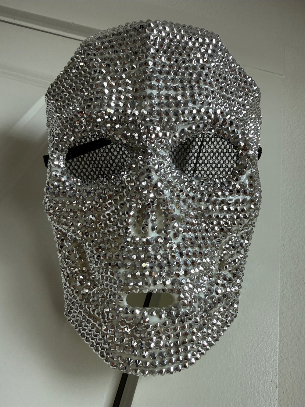 Silver Rhinestone Crystal Skull Face Mask Festivals Halloween Parties Events
